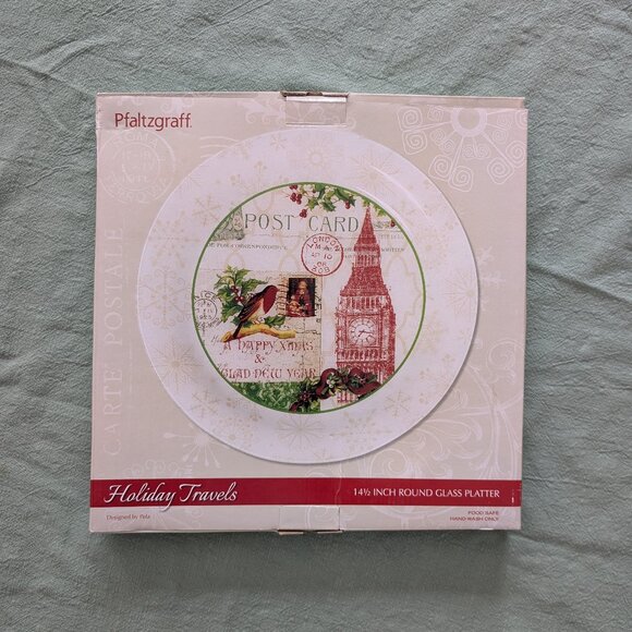 PFALTZGRAFF Holiday Travels 14.5" Platter w/ BOX Vintage Postcard London - Picture 5 of 6